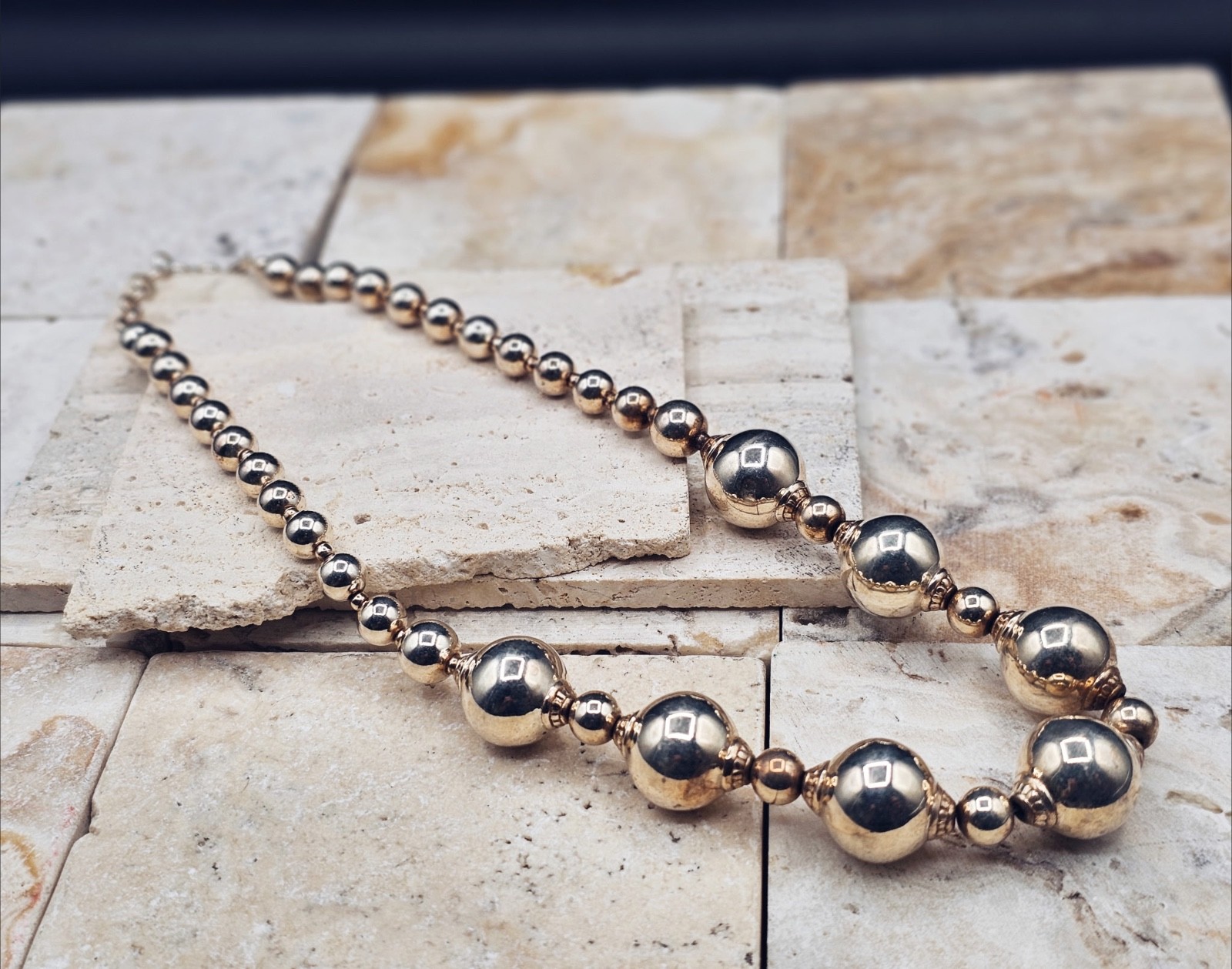 Vintage Sterling Silver Bead Stackable Statement … - image 3