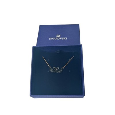 Swarovski Iconic Swan Necklace Double Swan, Black, Rose Gold