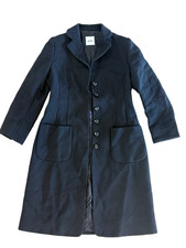 Moschino Cheap and Chic Women's Black Wool Coat Size US 10 Heart Buttons