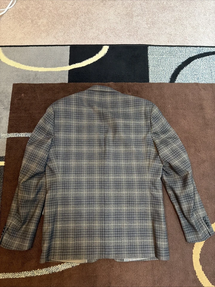 Alfani 42R 32X32 Brown Plaid Slim Fit Mens Suit - Image 2 of 4