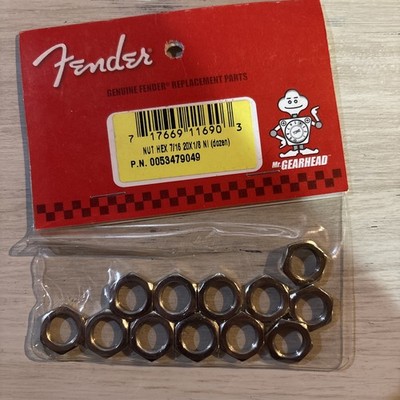 FENDER AMPLIFIER NICKEL HEX JACK NUTS (12PCS) 7/16 - 20 x 1/8'' PN 005-3479-049