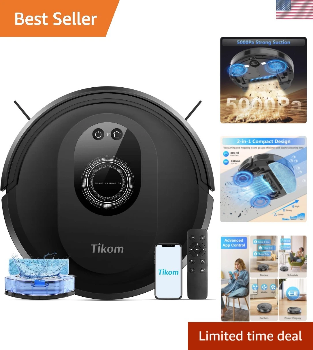 Dual-Action G8000 Max Robot Vacuum Cleaner - Powerful Cleaning for All Floors