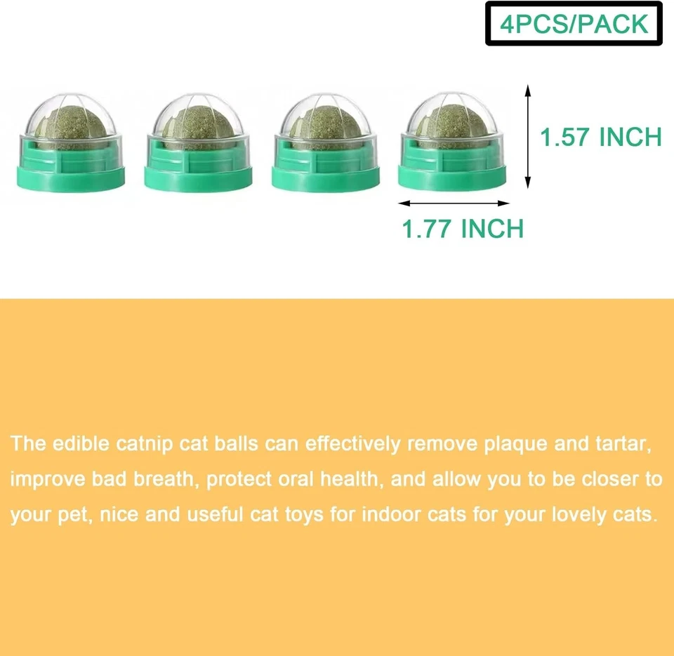 4PCS Catnip Balls for Cats Wall Catnip Toys for Cat Lick Kitten Chew Toys Teeth - Image 3 of 4