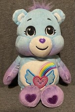 Care Bears Cheer Bear Plush Blue Purple Rainbow Heart Basic Fun 8  Stuffed Toy