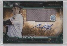 2015 Topps Strata Clearly Authentic Relics Green /75 Christian Yelich Auto 8k4