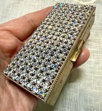 Vintage Rhinestone Compact Case Aurora Boreal...