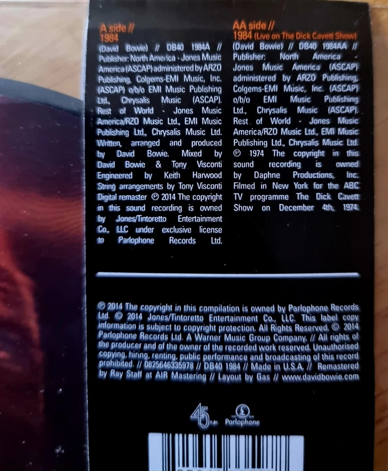 DAVID BOWIE-1984- RSD 2014 USA limited to 4000 7" picture disc -40th anniversary - Image 3 of 4