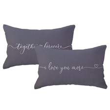 I Love You More Lumbar Throw Pillow Covers 20" x 12" Pack of 2 , Grey