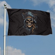 Pirate Jolly Roger Flag Banner 3x5Feet with Grommmets Garden Party Wall Decor