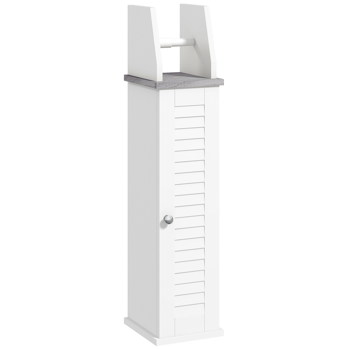 Rackhams White Slim Toilet Roll Storage Unit With Cupboard And Adjustable Shelf, - Image 2