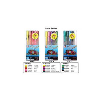 SAKURA Gelly Roll Glaze Gel Pens, Set of 5 Assorted Glossy Colors, Made in Japan