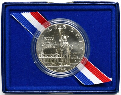 1986年エリス島記念 1986 P Commemorative Ellis Island Silver Dollar w/ Box & COA | eBay