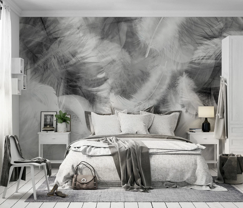 3D Graue Feder M2460 Tapete Wandbild Selbstklebend Abnehmbare Aufkleber Eve - Bild 2 von 11