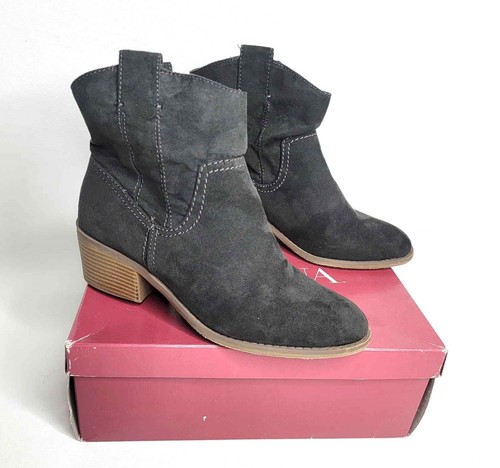 Women's Merona Size 8.5 Sawyer Suede Ankle Boots Smoke ~ Black Model 096 10 1279 - Picture 3 of 12