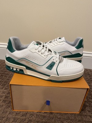 louis vuitton lv trainer sneaker low white green