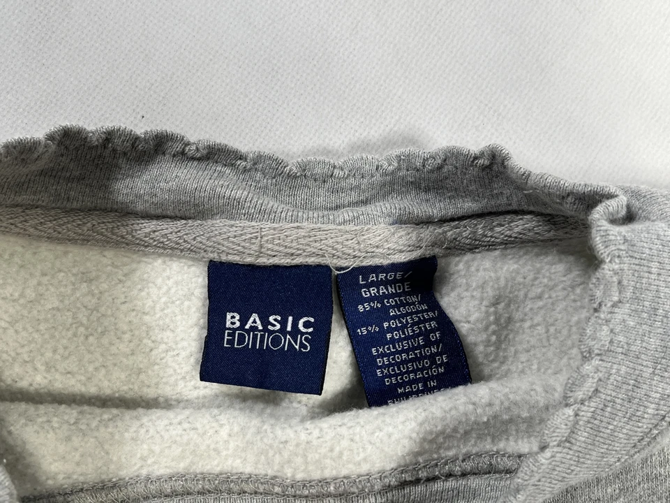 Mens Basic Editions Gray Cotton Winter Sweater Size L Large EUC - Image 2 of 4