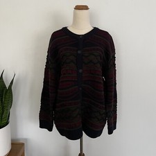 Vintage 90s La Dame wool blend chunky cardigan black Size L
