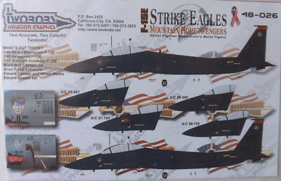 1/48 Two Bobs Decals F-15E Strike Eagles Mountain Home Avengers #48-026 OOP/HTF