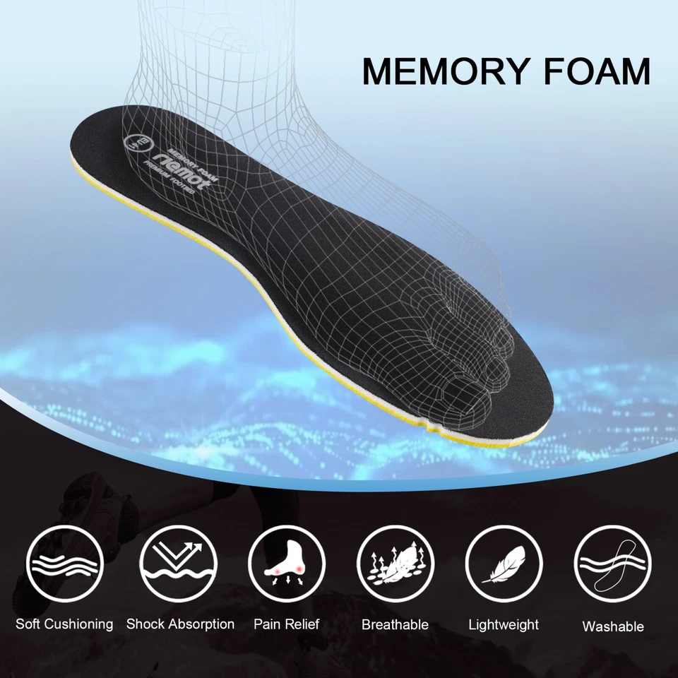 riemot Women's Memory Form Insoles Inner Soles Replacement Insert For Men Shoes - Image 4 of 4