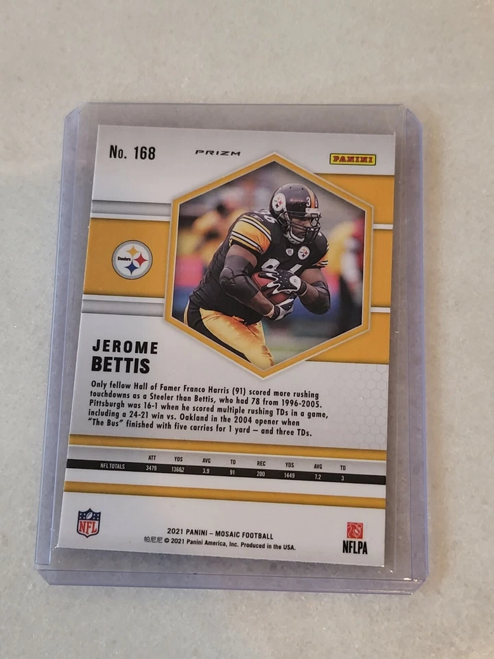 2021 Jerome Bettis Mosaic Prizm Orange Reactive #168 Steelers - Image 2 of 2