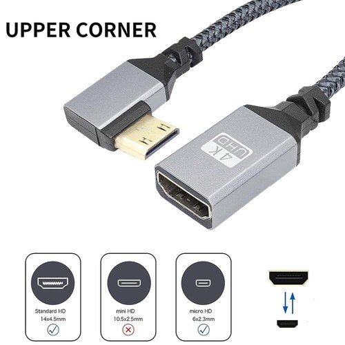 20CM Mini HDMI-Compatible Cable Adapter 4K@60HZ V2.0 Right Angled (right) - Afbeelding 4 van 8