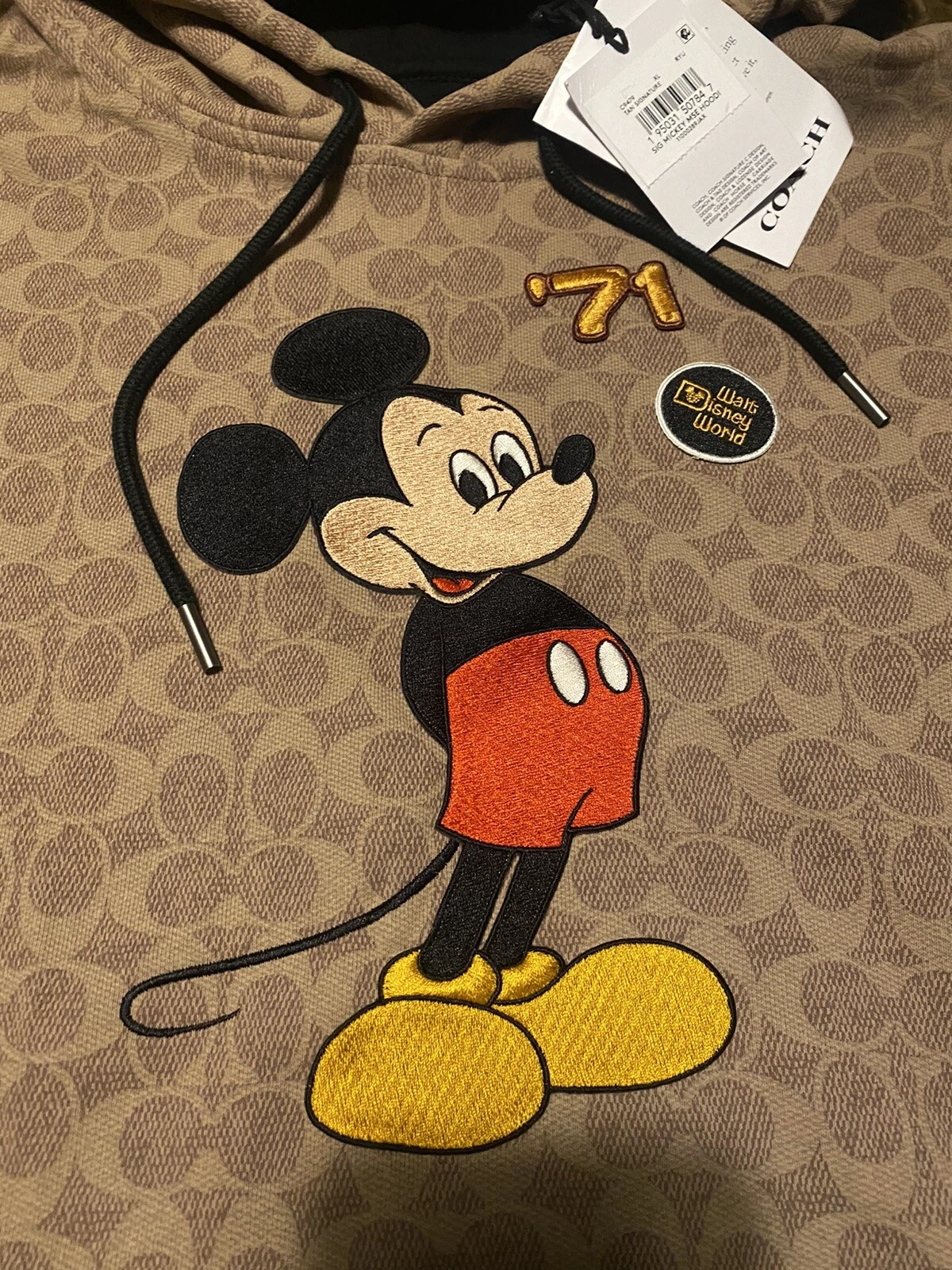 Felpa con cappuccio Topolino COACH Disney World 50th Anniversary taglia XS nuova con etichetta