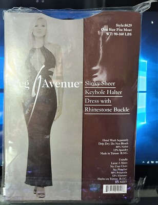Leg Avenue Style 8629 Black Slinky Sheer Keyhole Halter Dress w/Rhinestone  Buckl | eBay