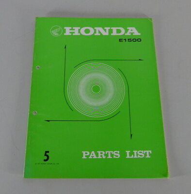 Parts Catalog / Parts List Honda Generator E 1500 from 1972