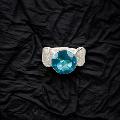 Blue Topaz Gemstone 925 Sterling Silver Ring Handmade Jewelry Ring