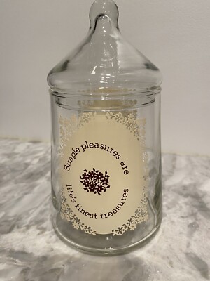 Vtg 1970 s Glass Candy Jar Simple Treasures Are Life s Finest Pleasures. NEW