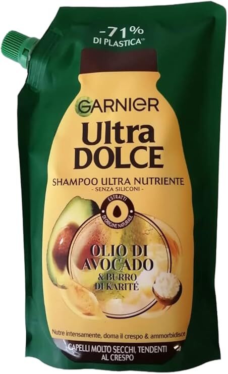 Garnier Ultra Dolce Shampoo Ricarica 500 Ml Avocado, 3 Pezzi