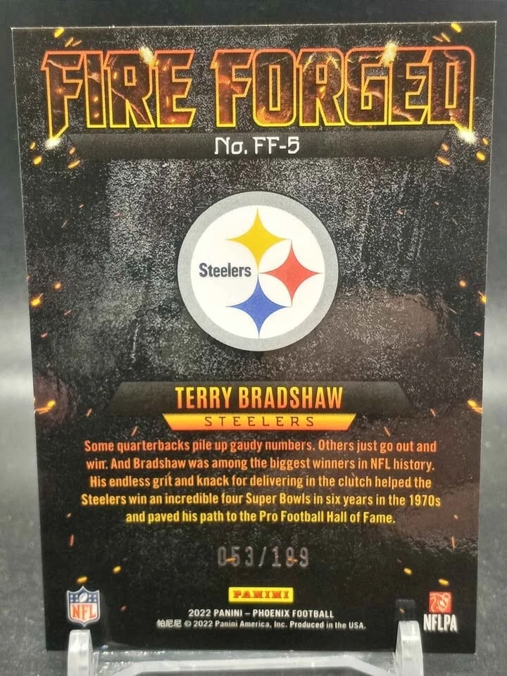 Terry Bradshaw 2022 Panini Phoenix Fire Forged Red Serial Numbered /199 Steelers - Image 2 of 2