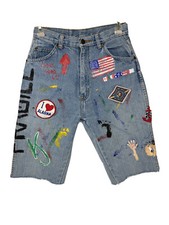 Vintage Y2K Helium Jean Shorts Juniors Sz 9 DIY Patch Grunge Teen Spirit Skater