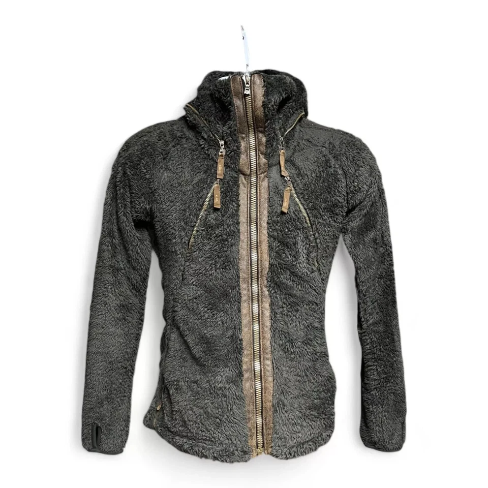 Chaqueta de vuelo KUHL para mujer talla S polar cuervo dos tonos cremallera completa capucha verde/marrón Foto 3 de 4