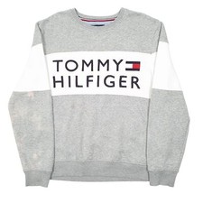 TOMMY HILFIGER Crewneck Spellout Jumper Sweatshirt Mens L