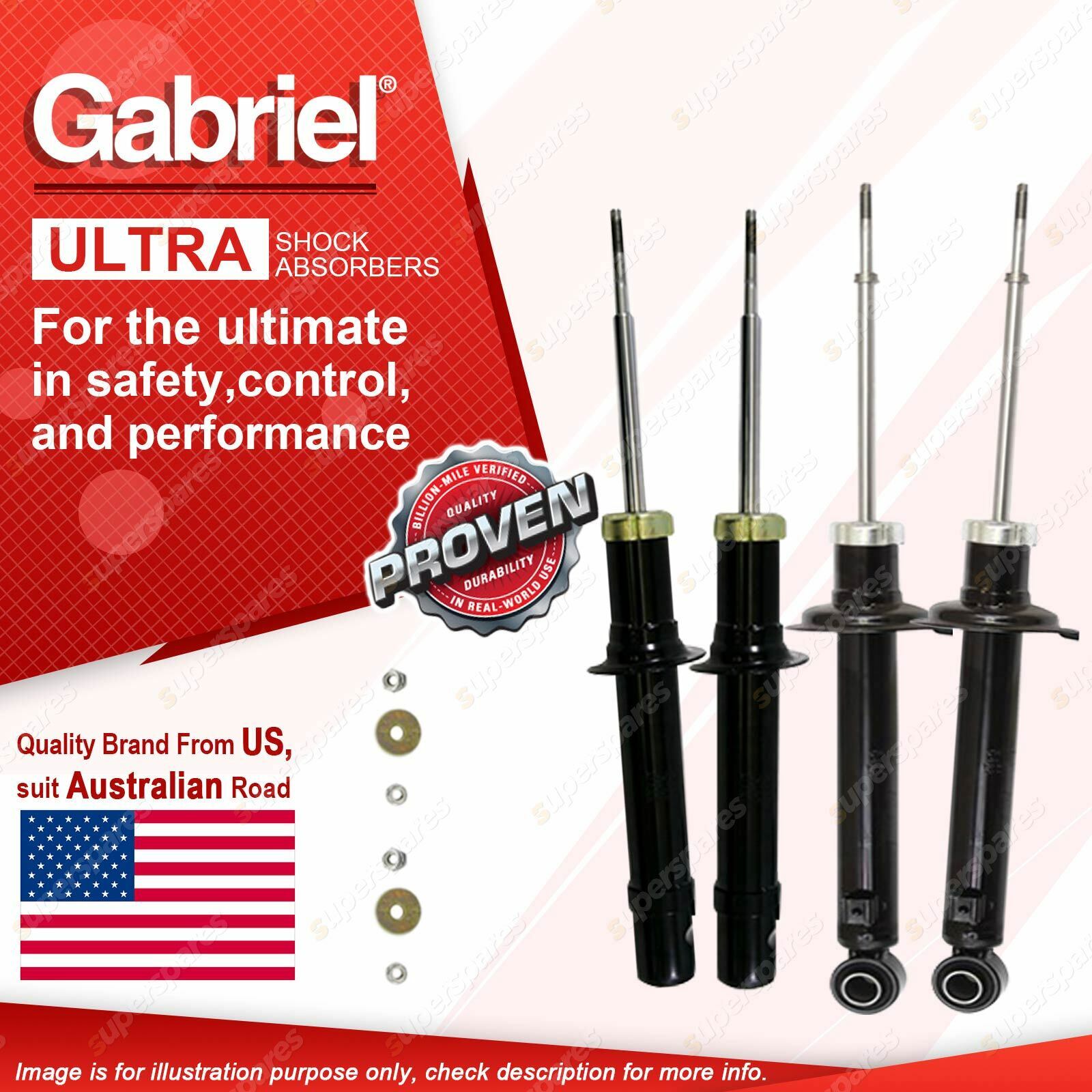 Gabriel Front + Rear Ultra Shock Absorbers for Hyundai Grandeur XG ...