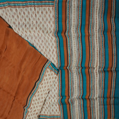 Vintage Braune Sarees 100% Reine Seide Handgewebten Khadi Indian Sari 4.6m Craft