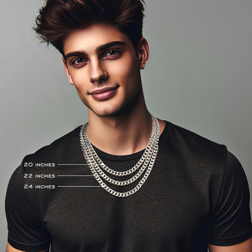 7Mm Silver Chain for Men Miami Cuban Link Mens Chain,925 Sterling Silver/14K Gol - Afbeelding 2 van 12