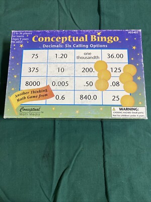 Conceptual Bingo Decimals Six Calling Options Math Educational Game School Box 3