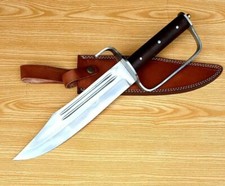 Custom Handmade D2 Steel 16" Hunting Bowie Knife With Steel D Guard Handle