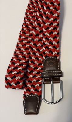 Roostas The Sea Island Braided Belt Red Black White Woven Elastic Mens Size L