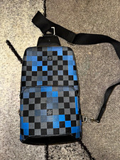 Louis Vuitton Borsa a Tracolla Uomo Crossbody Pelle Scacchiera Blu/Nero RV