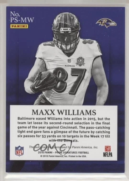 2016 Panini Prime Signatures Prime Signatures Red /25 Maxx Williams #PS-MW Auto - Image 2 of 2