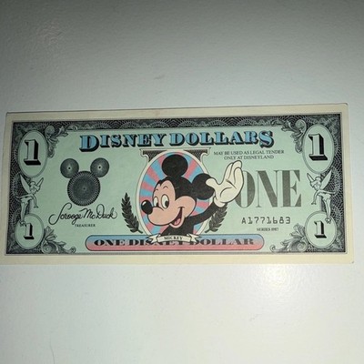 Disney 1987 Disney Dollars $1 Note Mickey Mouse