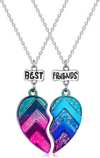 BFF Necklace for 2-Matching Heart Best Friends Forever Rainbow Pendant Friendshi