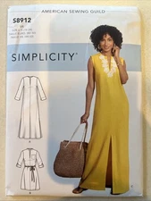 UNCUT Simplicity S8912 Women's Dress V-Neck 2 Lengths U5 (16-24) Sewing Pattern