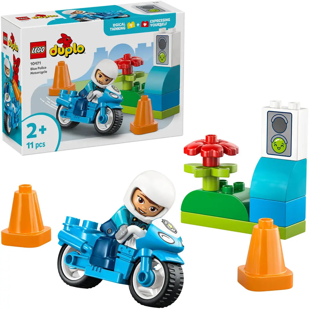 Lego Unisex Kinder Multicolore Bauklötze Polizei Motorrad Blau Duplo - Bild 5