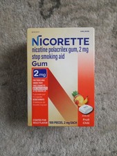 Nicorette Nicotine Gum 2MG Fruit Chill Flavor 100CT Smoking Aid EXP: 5/2028
