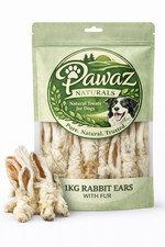 1kg Natural Air-Dried Rabbit Ears with Fur – Healthy Dog Treats