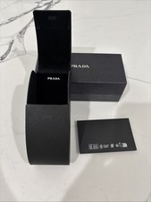 Prada black Leather box Magnetic Hard Case  Prada Lens Cleaning Cloth